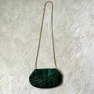 Green Lauren Merkin clutch with gold chain